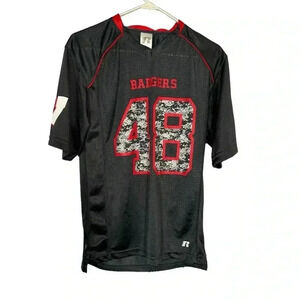 Wisconsin Badgers #48 Russell Size Small 34/36 Gray Camo Mesh Football Jersey